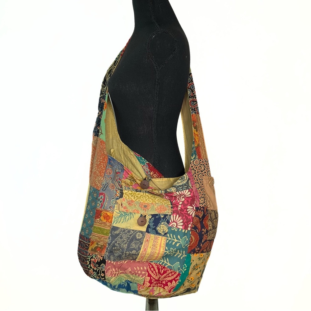 Hippie Forever Organic Cotton Handmade Patchwork Crossbody Bag Womens Boho Artsy